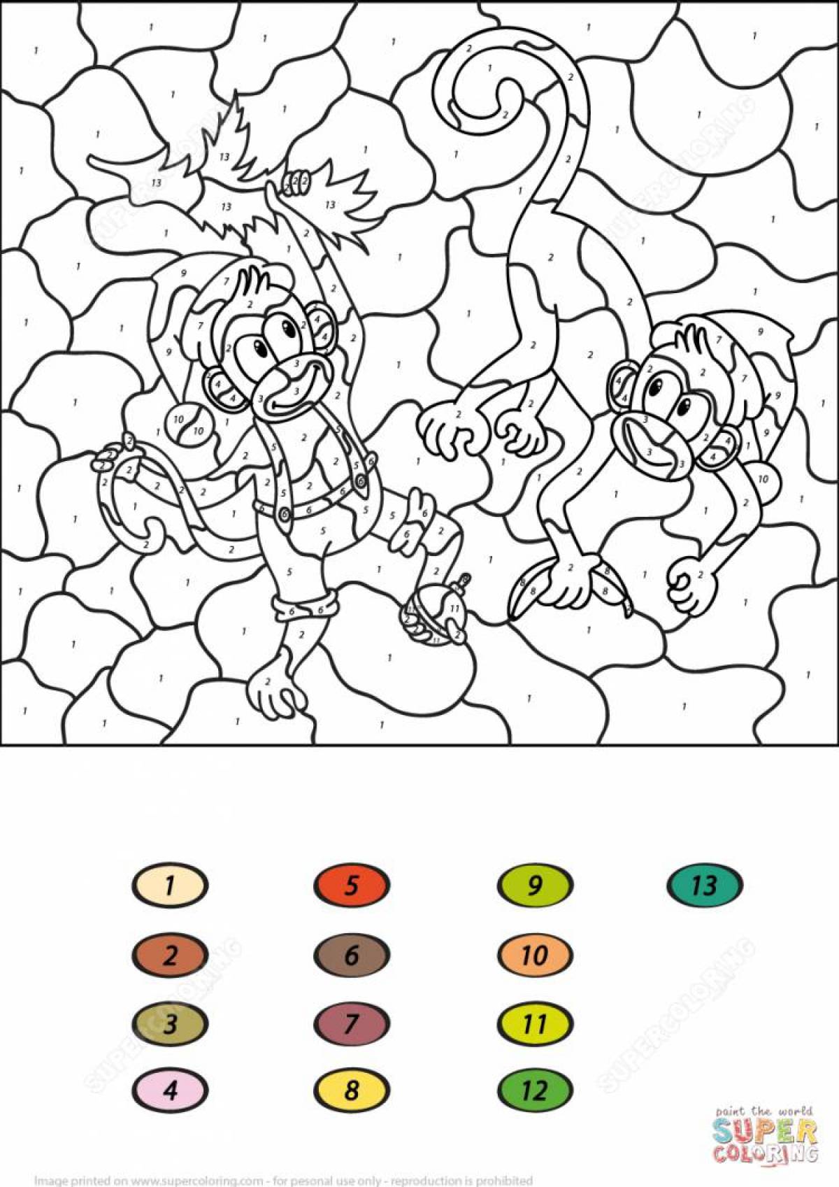 Playful offline coloring by numbers