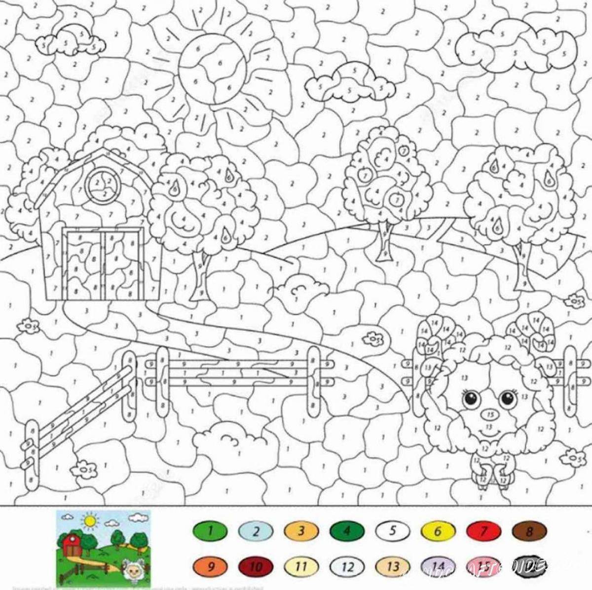 Раскраска мозаика по номерам для детей