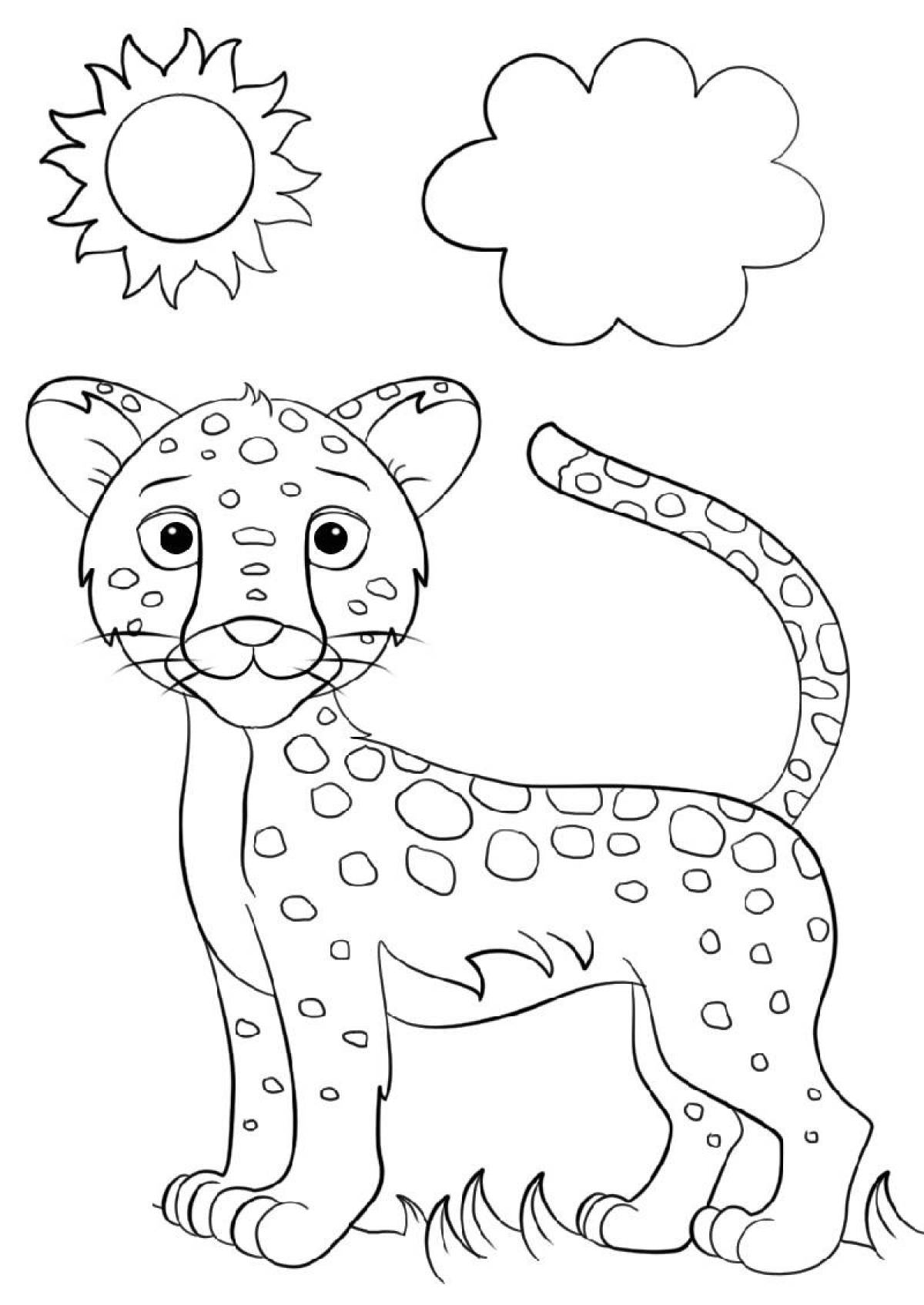 Adorable jaguar coloring page