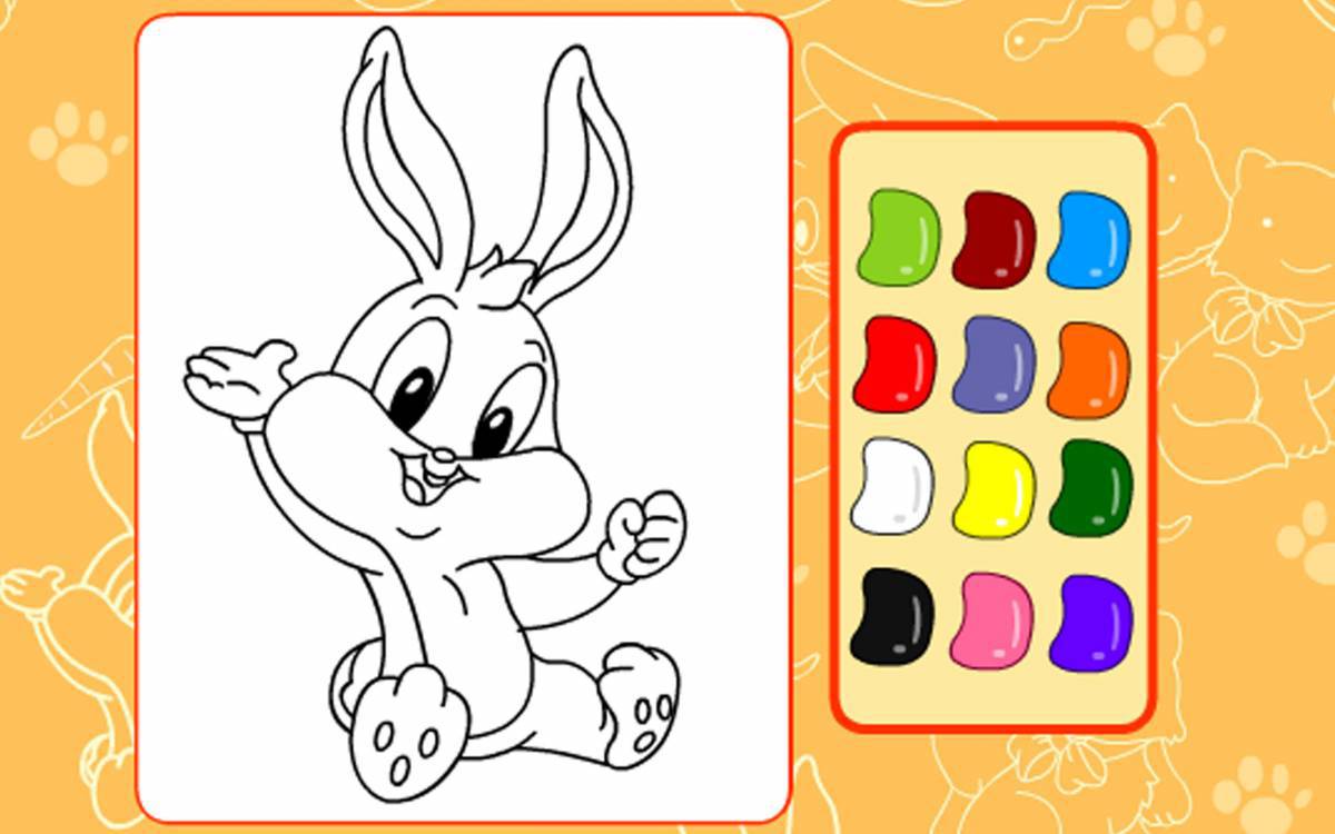 Очаровательная игра-раскраска кролика