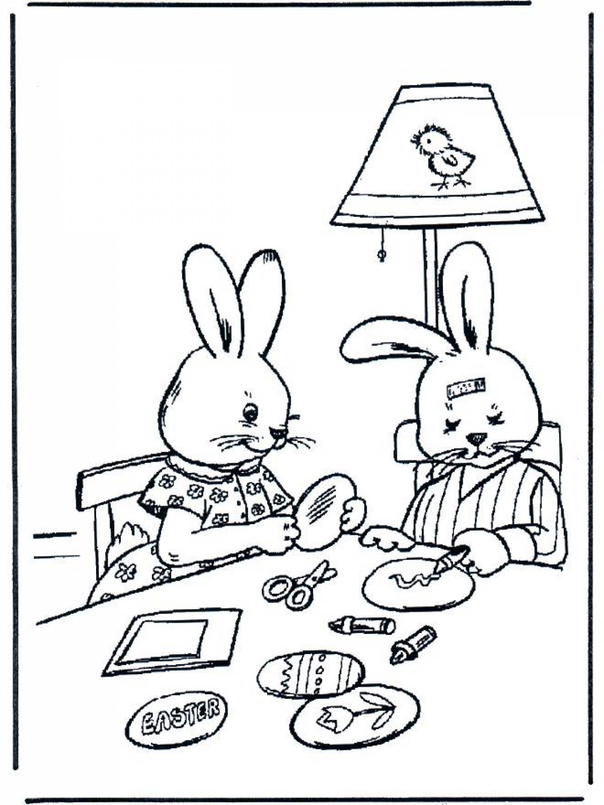 Забавная игра-раскраска кролика