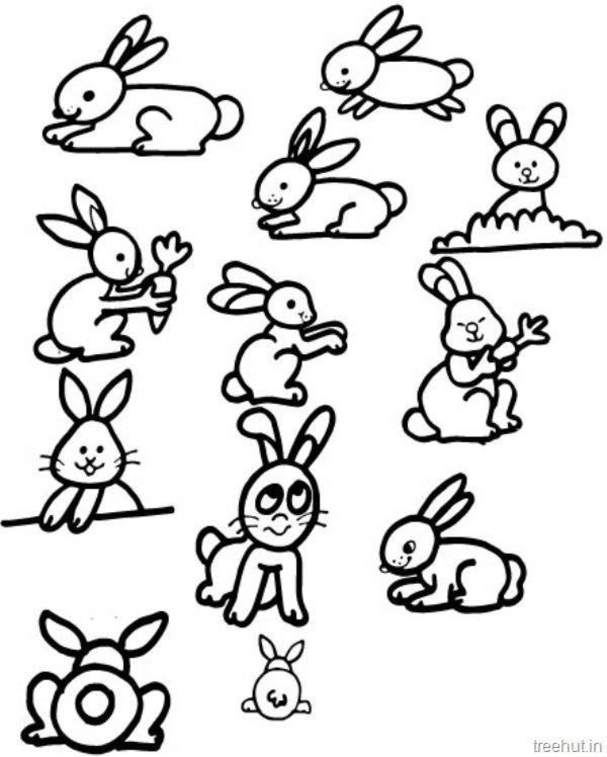 Кролик маленькая раскраска для детей