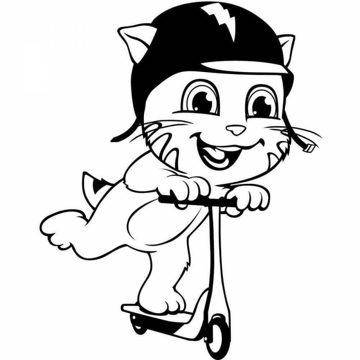 Colorful tom cat coloring page
