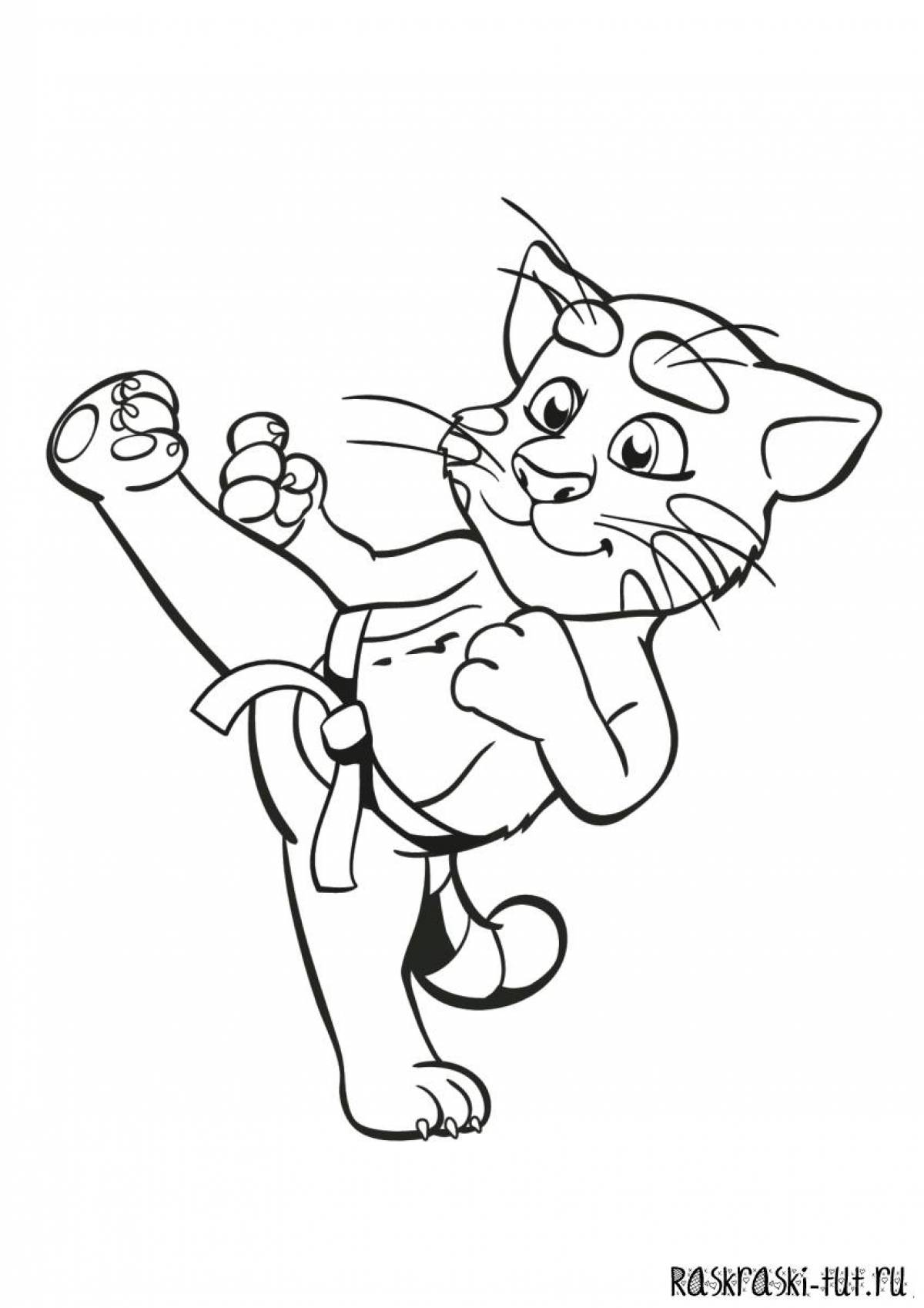 Tom the cat's playful coloring page