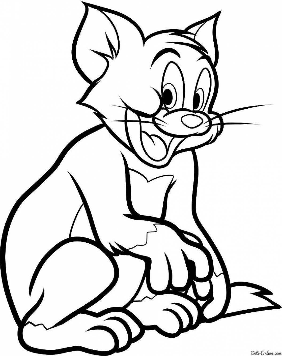 Attractive tom cat coloring page