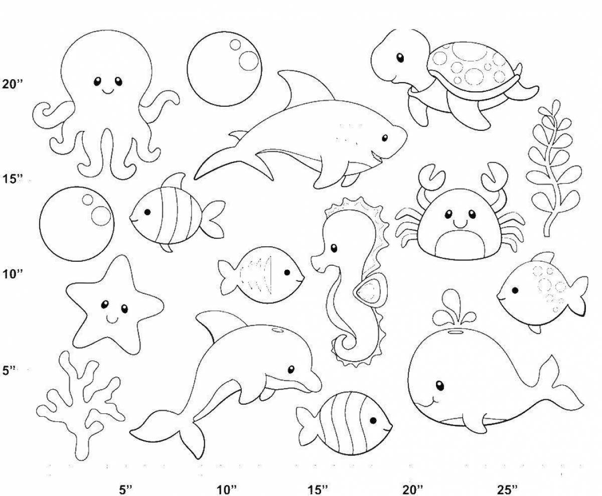 Playful coloring of sea creatures