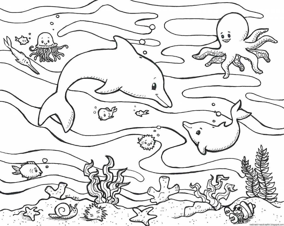 Морские животные раскраска