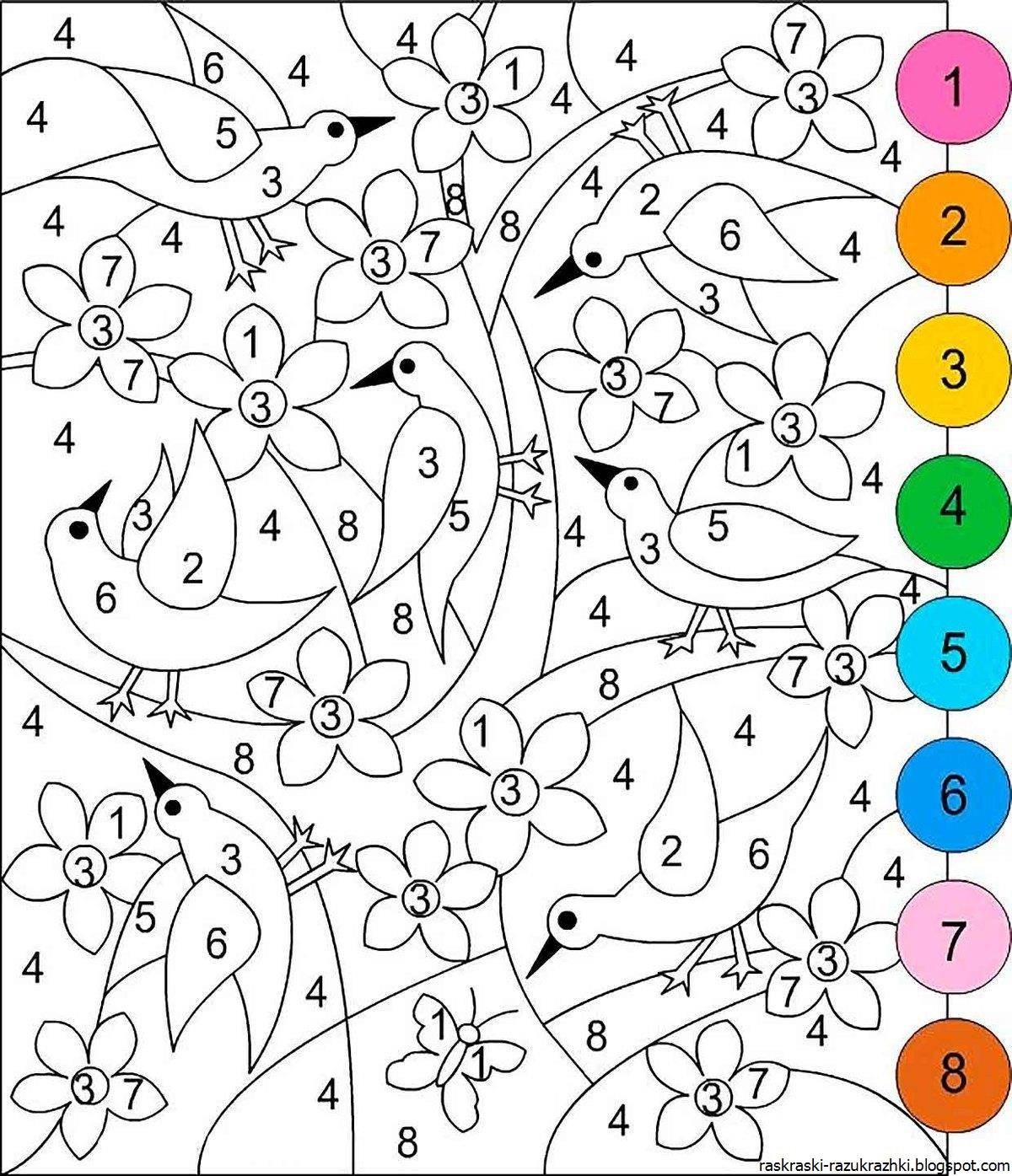 Color by number explosion coloring book