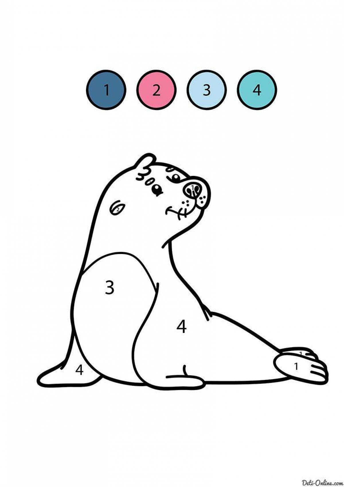Раскраска радостный тюлень для детей
