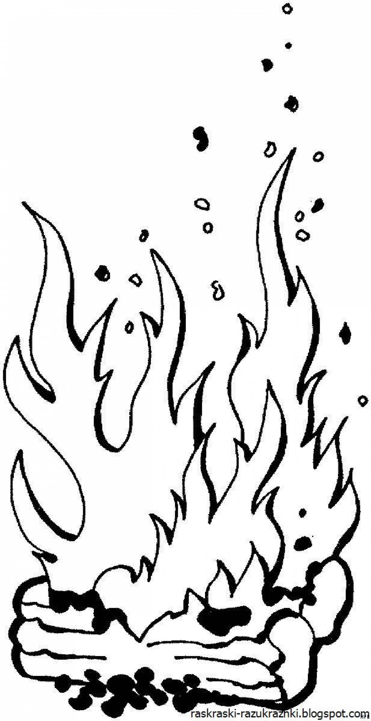 Coloring book blazing fire for kids