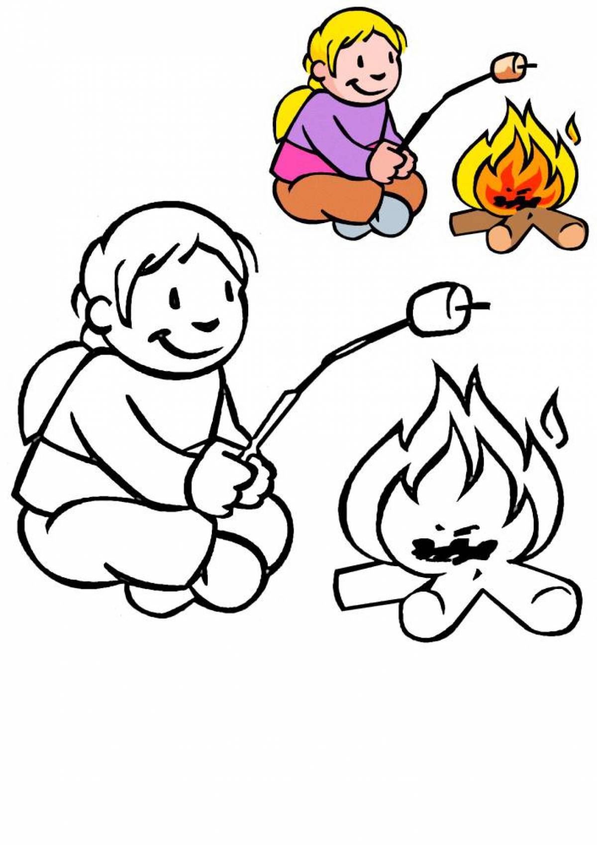 Charming fire coloring book for kids