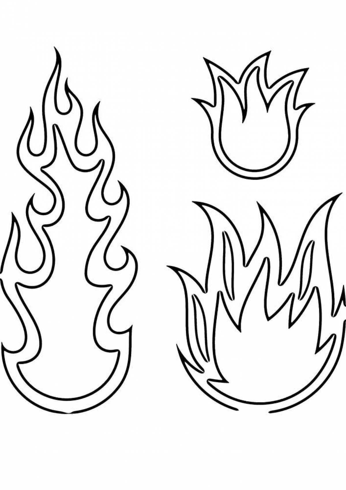 Playful fire coloring page for kids