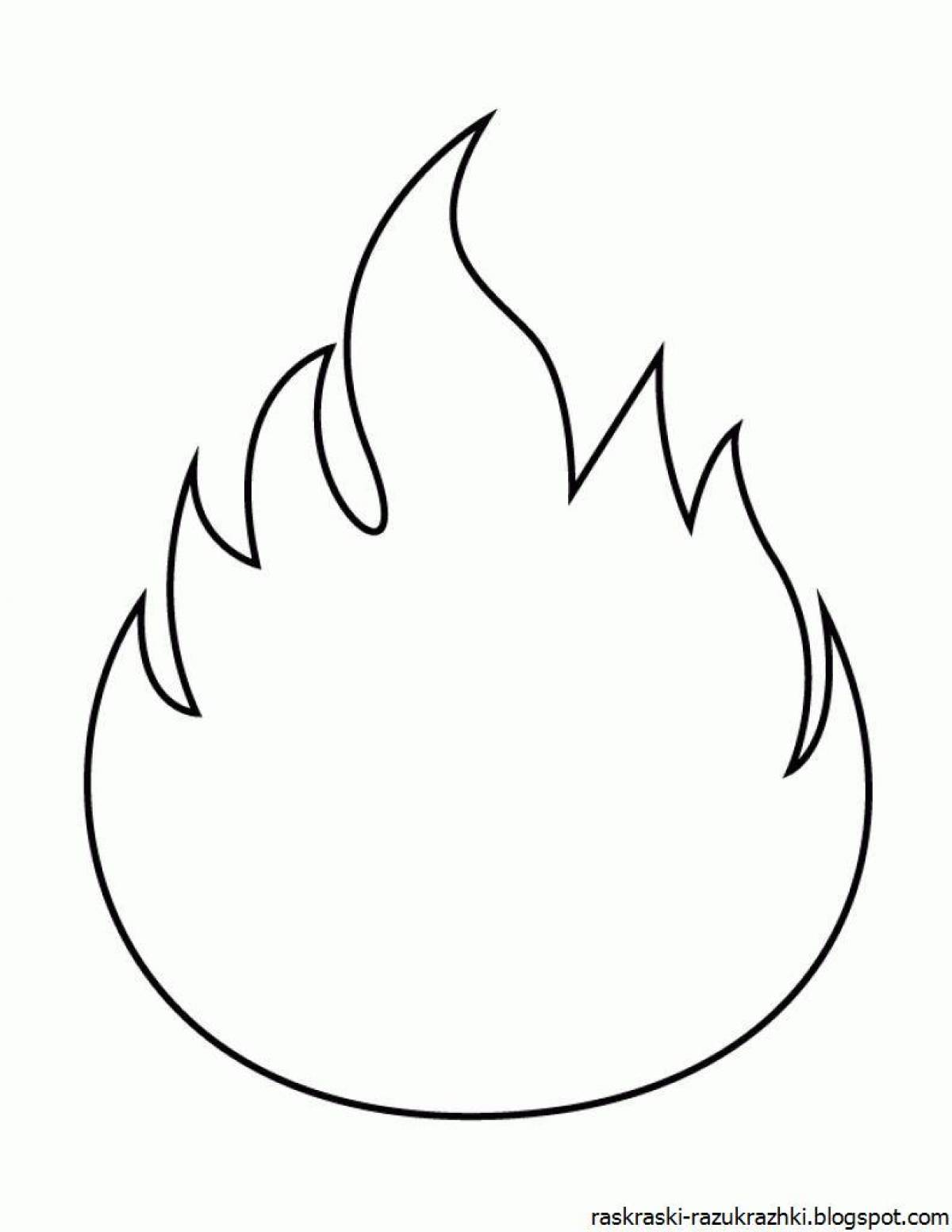 Dynamic fire coloring page for kids