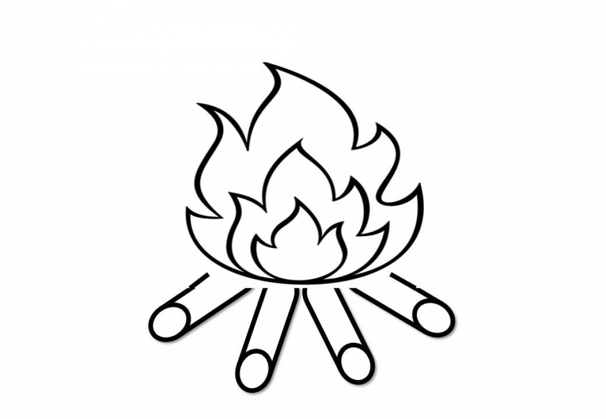 Анимированная страница раскраски огня для детей
