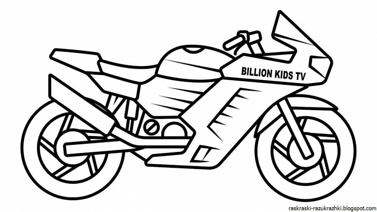 Bold motorcycle coloring book for kids