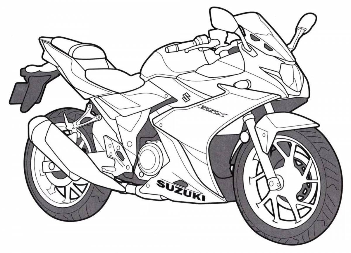 Adorable motorcycle coloring book for kids