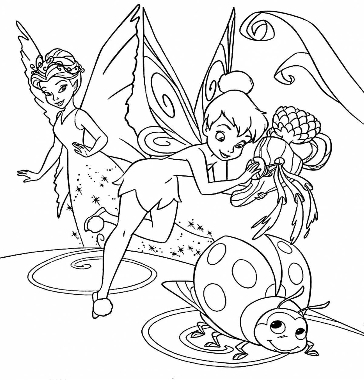 Whimsical fairy coloring for kids