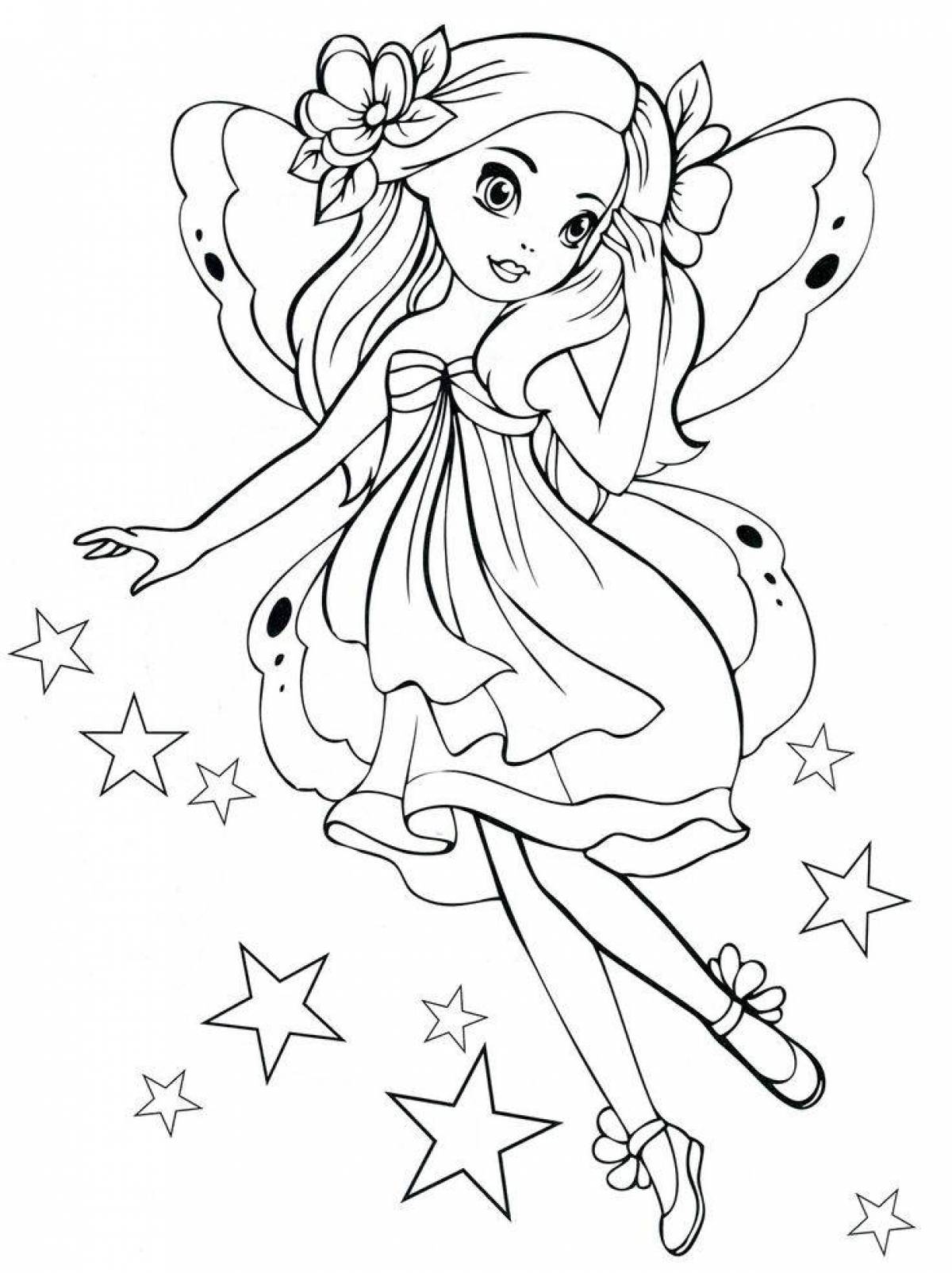 Shining fairy coloring book for kids
