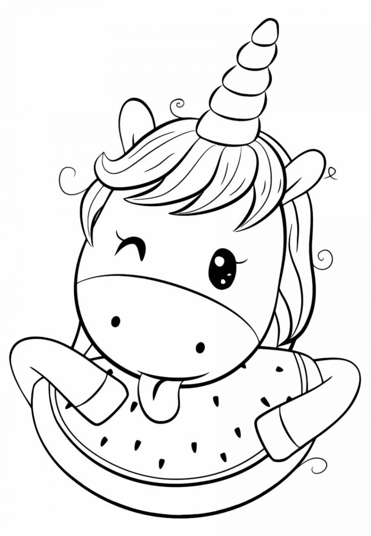 Exquisite unicorn coloring book for kids 3-4 years old