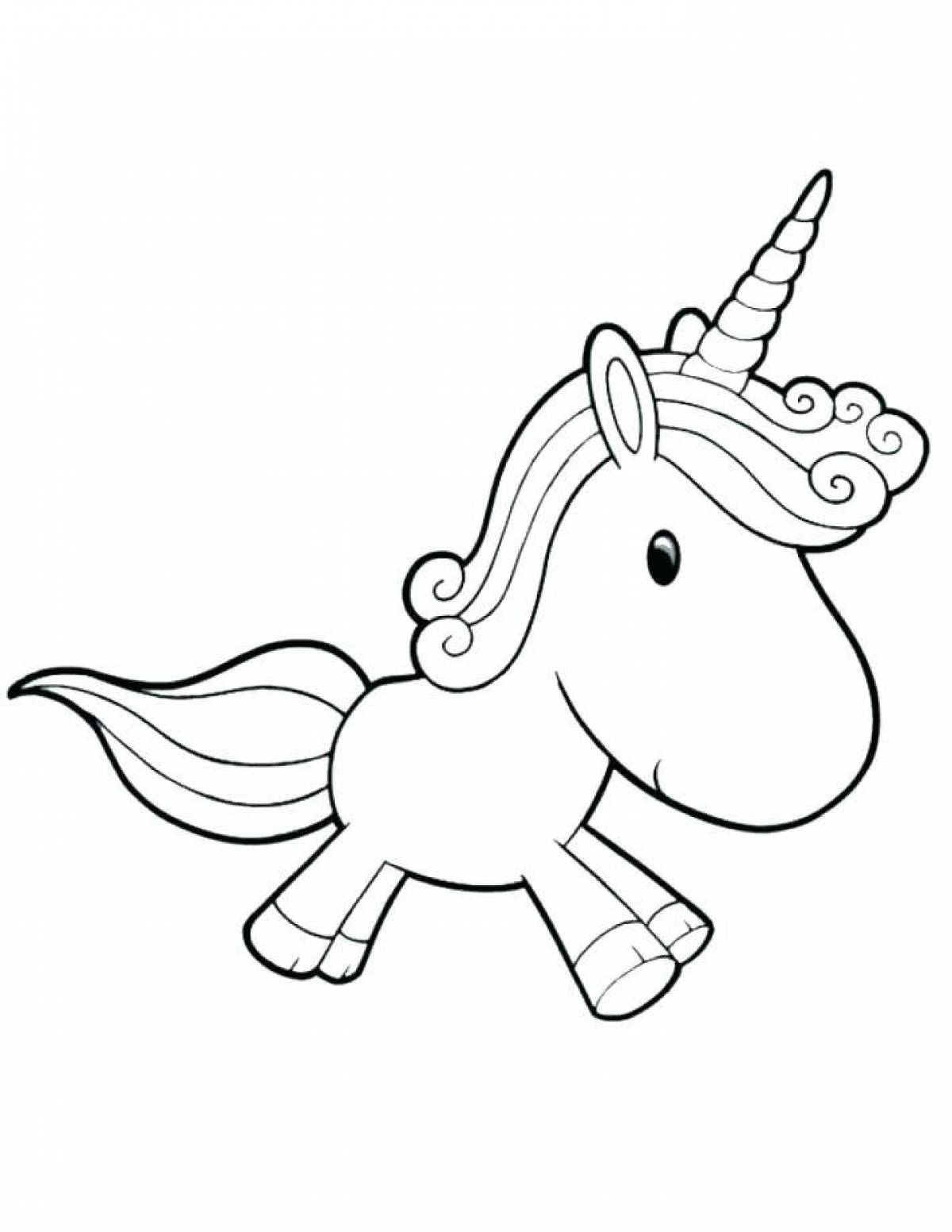 Glamourous unicorn coloring book for children 3-4 years old