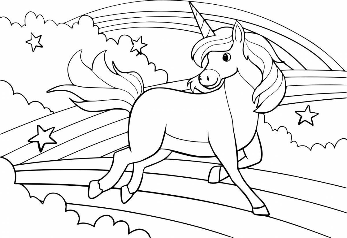 Beautiful coloring unicorn for children 3-4 years old