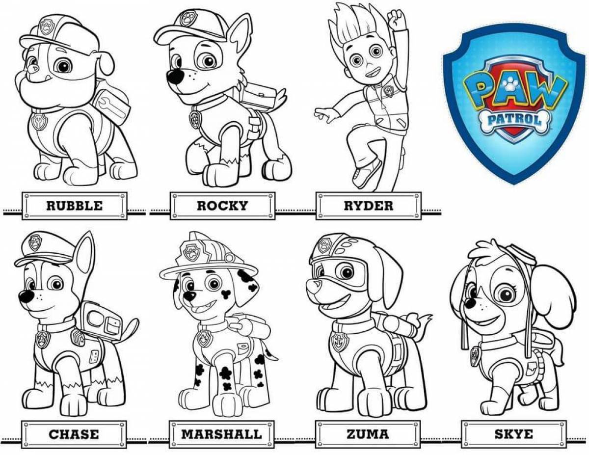 Radiant Puppy Patrol Coloring Page for Girls