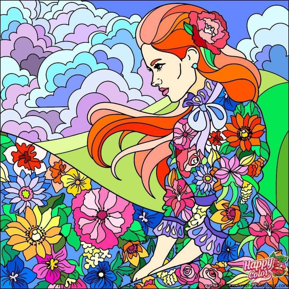 Dreamy coloring page drawn