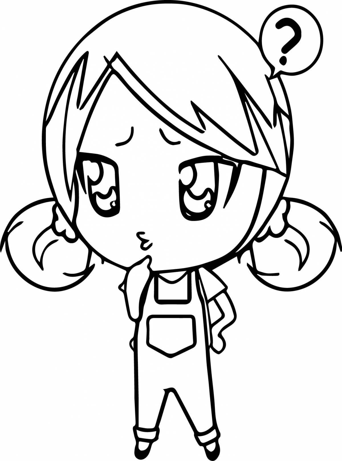 Happy chibi coloring page