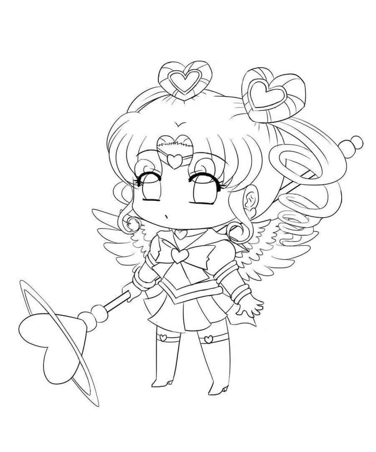 Cute chibi coloring page
