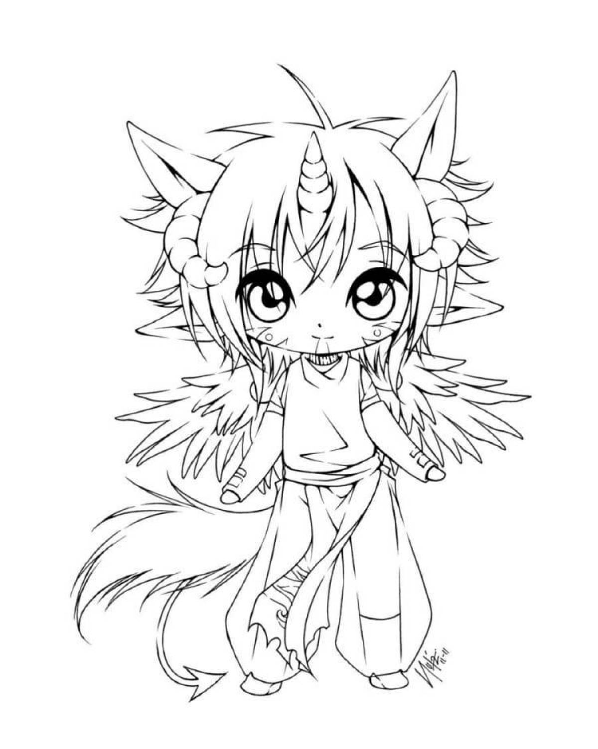 Adorable chibi coloring page