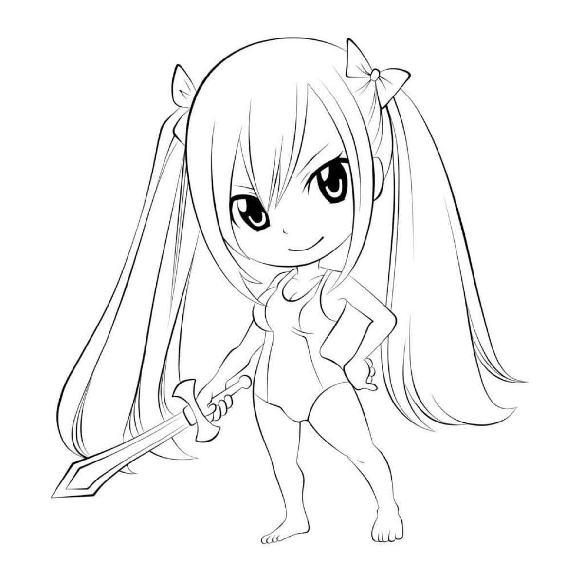 Colorful chibi coloring page