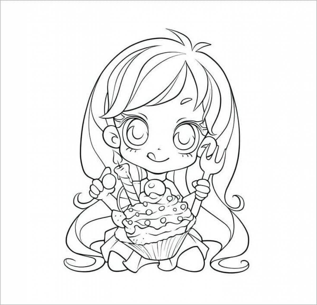 Bright chibi coloring page