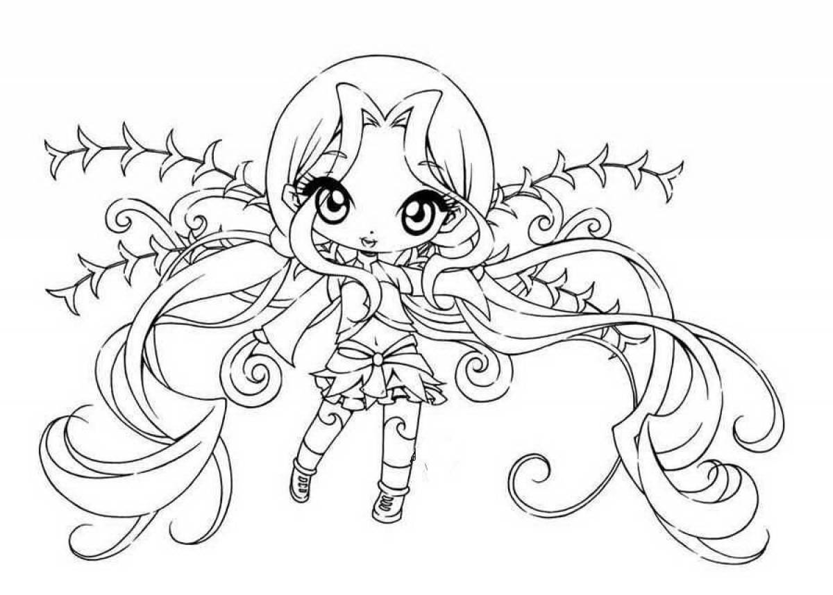 Chibi magical coloring page