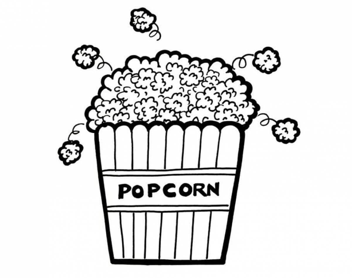 Colorful popcorn coloring page