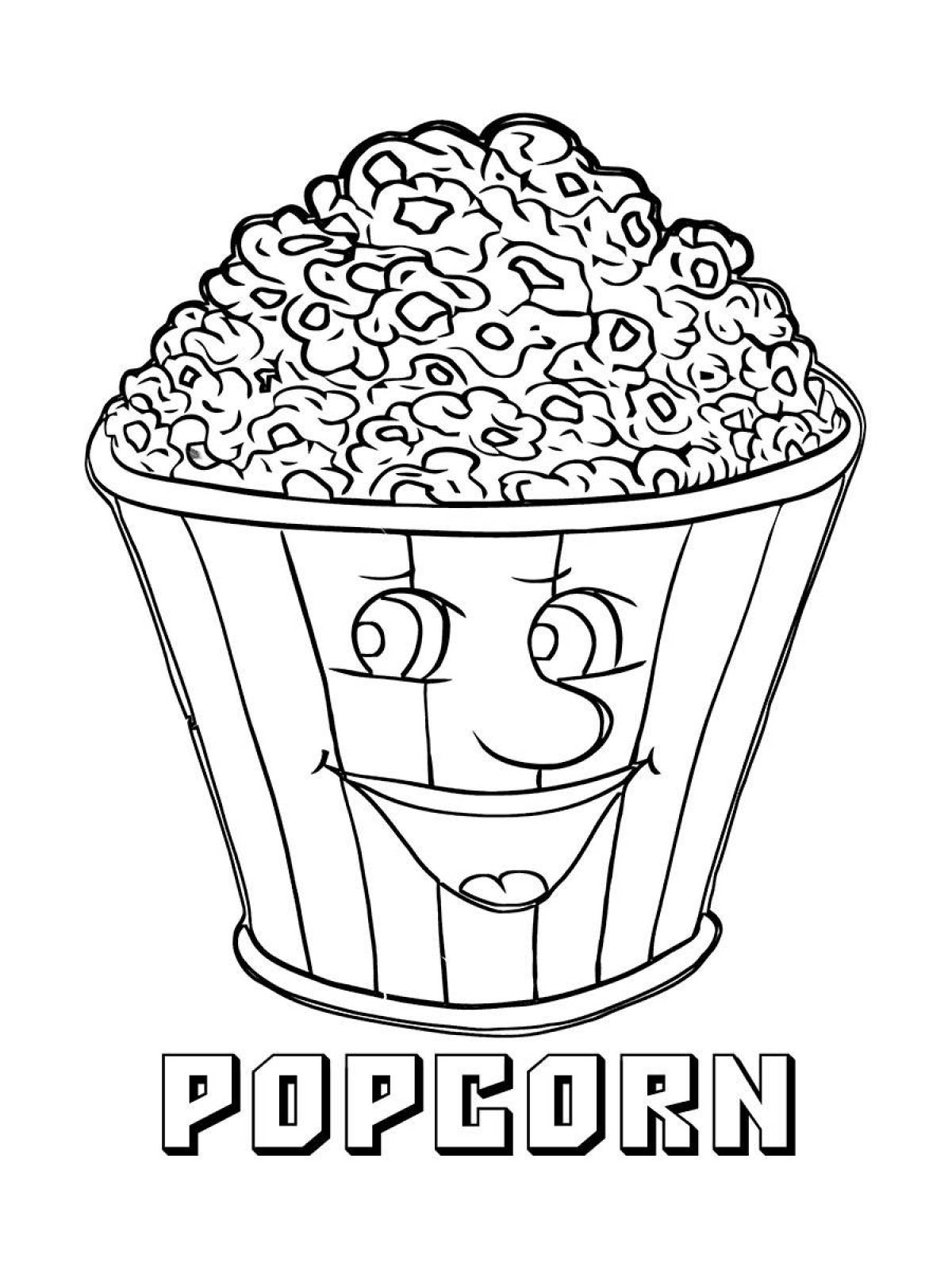 Happy popcorn coloring page