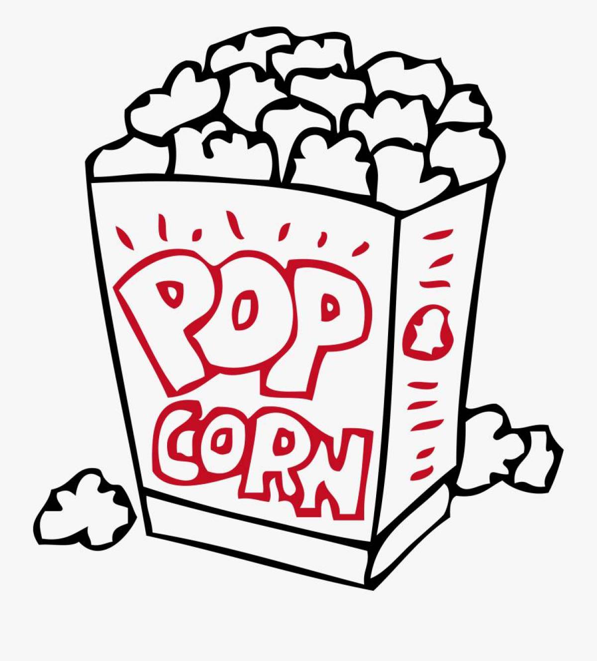 Delicious popcorn coloring page
