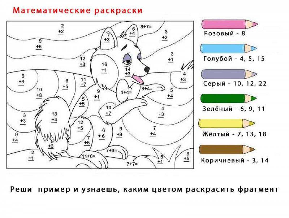 Раскрась рисунок 1 класс. Раскраски с решением примеров для дошкольников. Задания на раскрашивание по математике. Раскрась картинку по номерам с примерами. Задачки в раскакрасках.