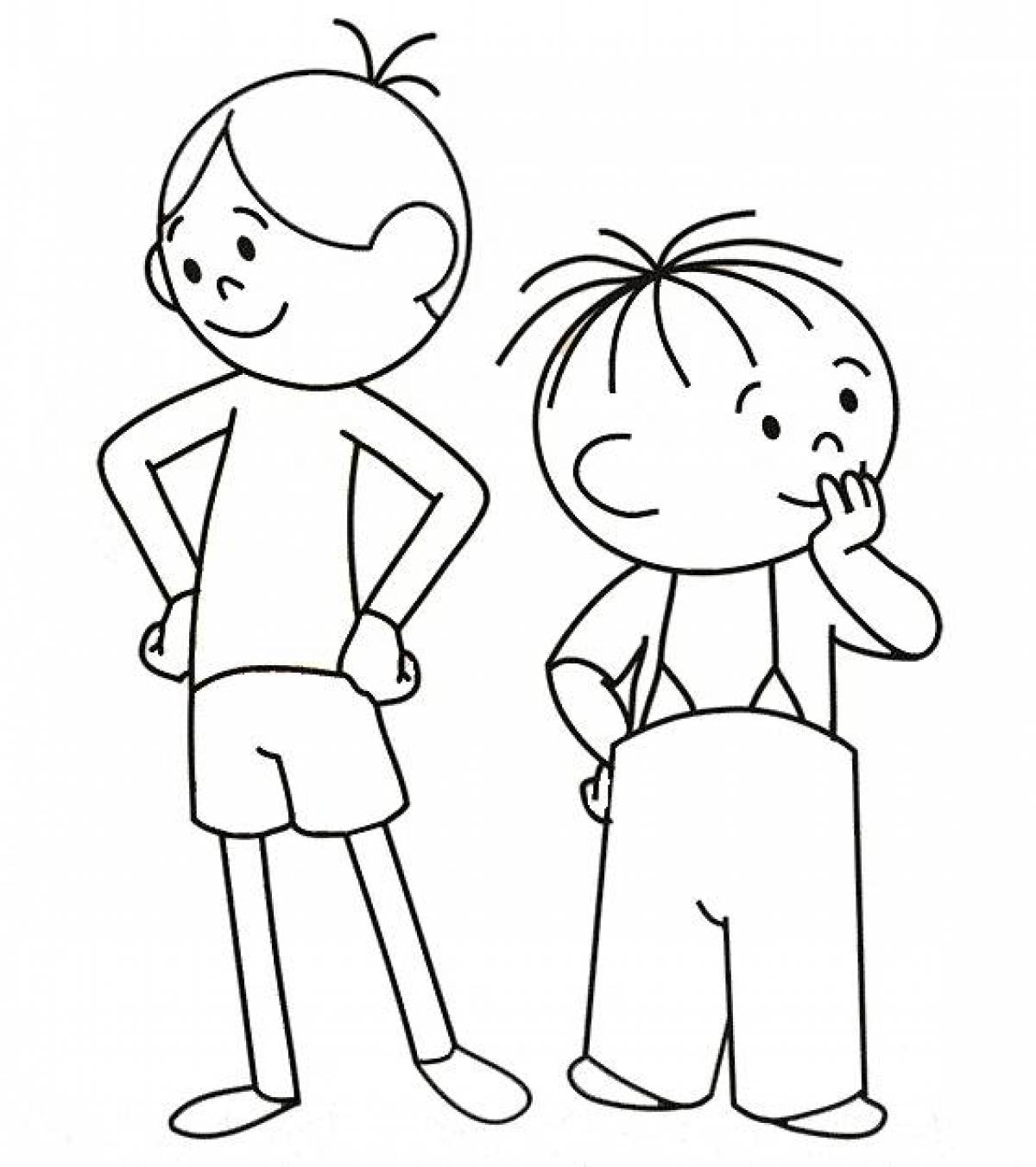 Два мальчика раскраска для детей