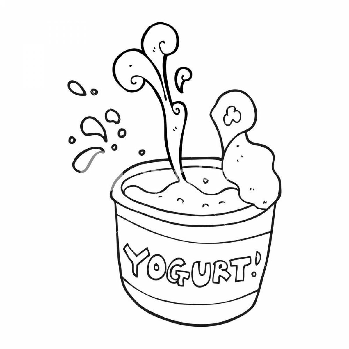 Йогурт в черно-белом для печати для детей