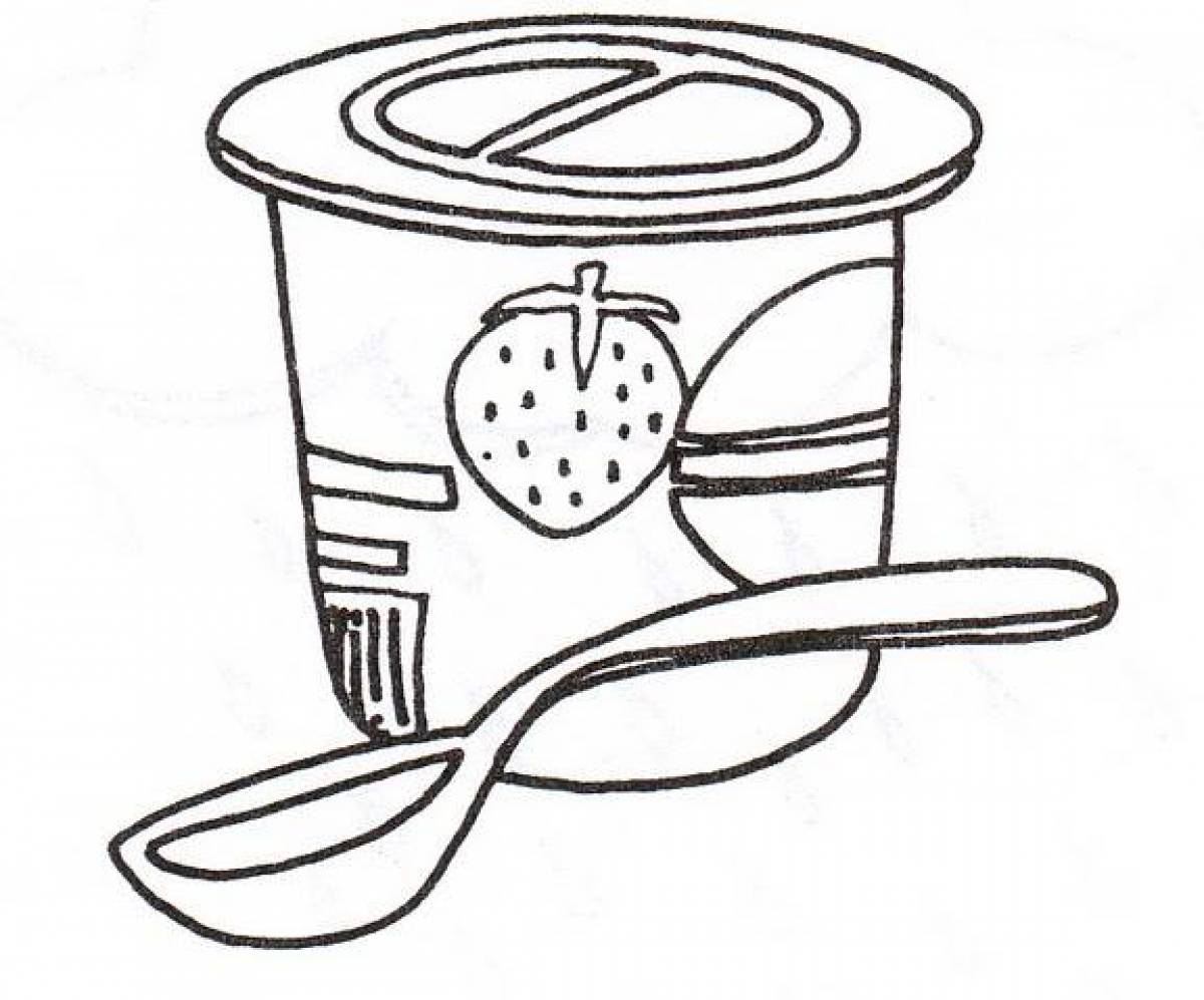 Йогурт картинка для детей раскраска
