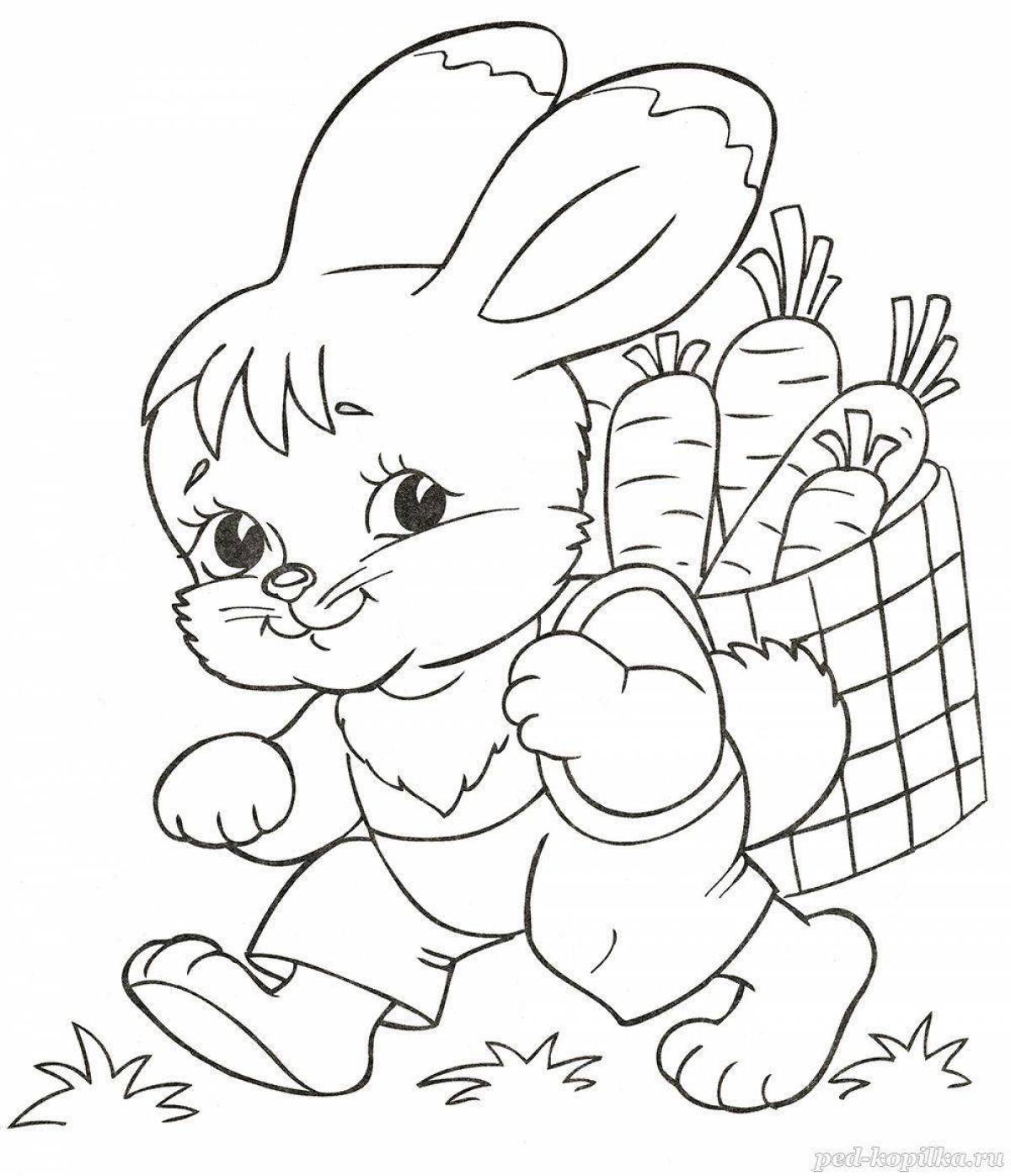 Adorable hare coloring book for kids 3-4 years old