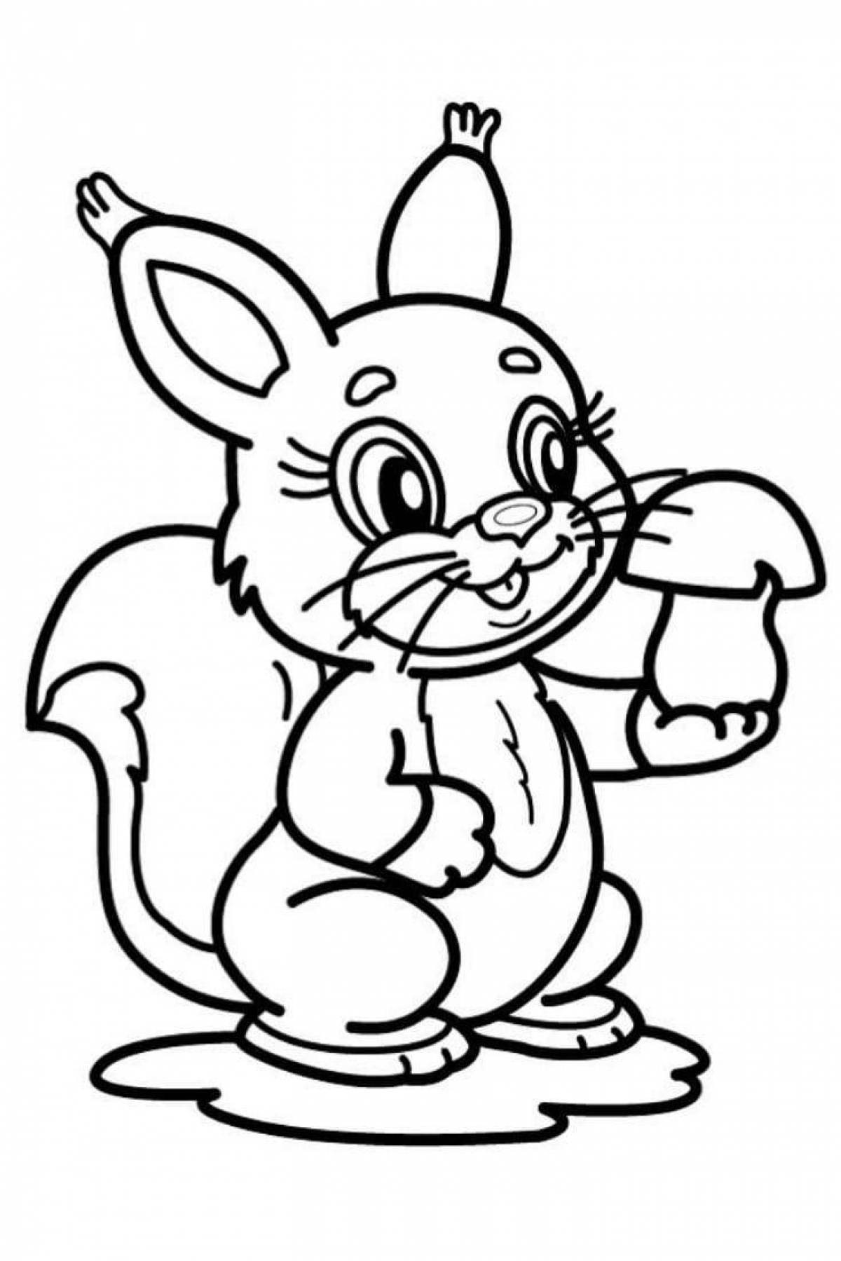 Раскраска «игривый заяц» для детей 3-4 лет