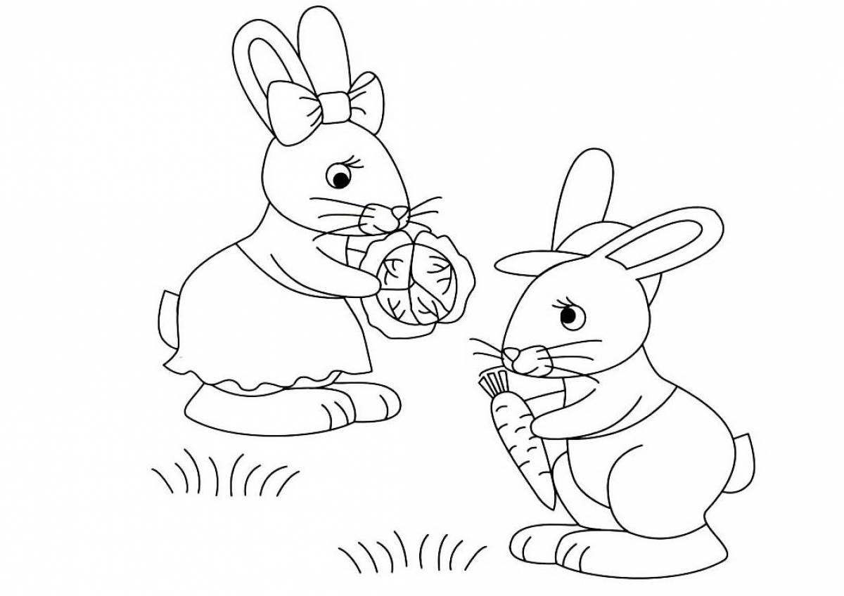 Раскраска блаженный заяц для детей 3-4 лет