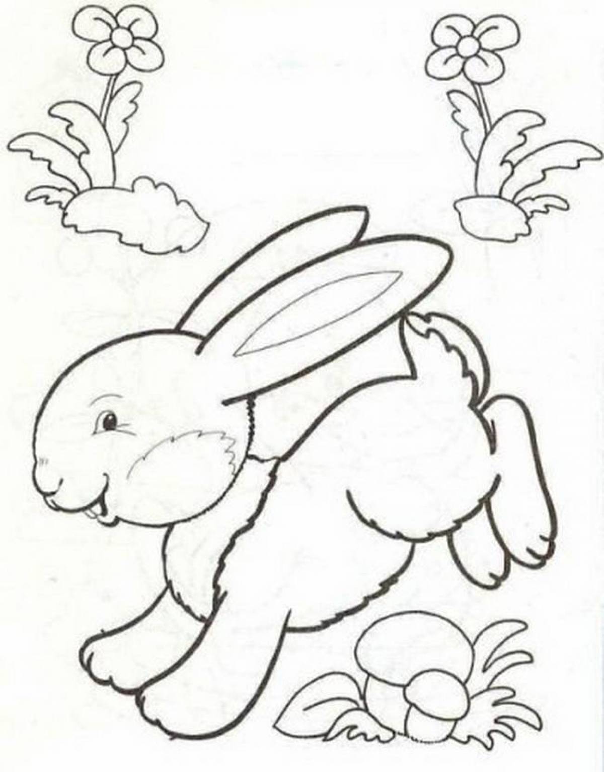 Coloring book dizzy hare for children 3-4 years old