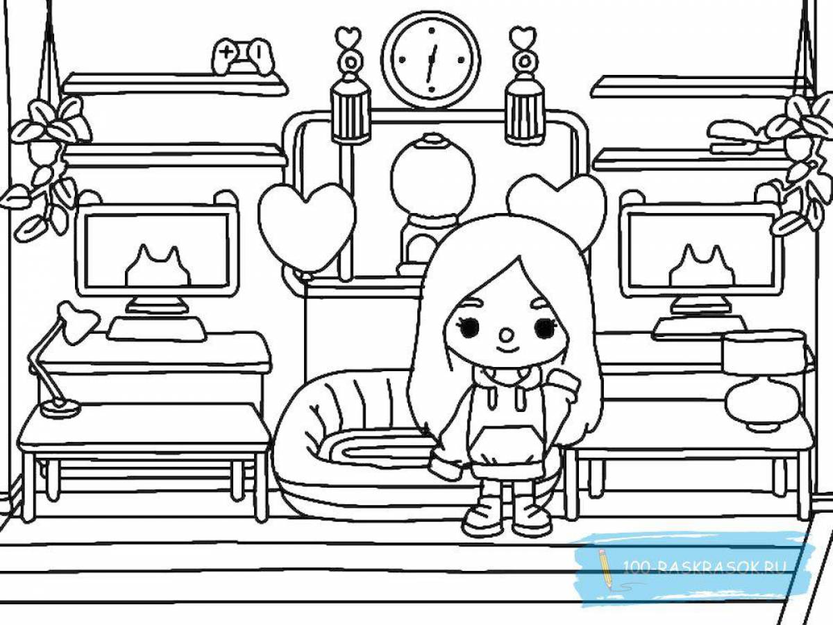 Beautiful toka boca girls coloring page with clothes