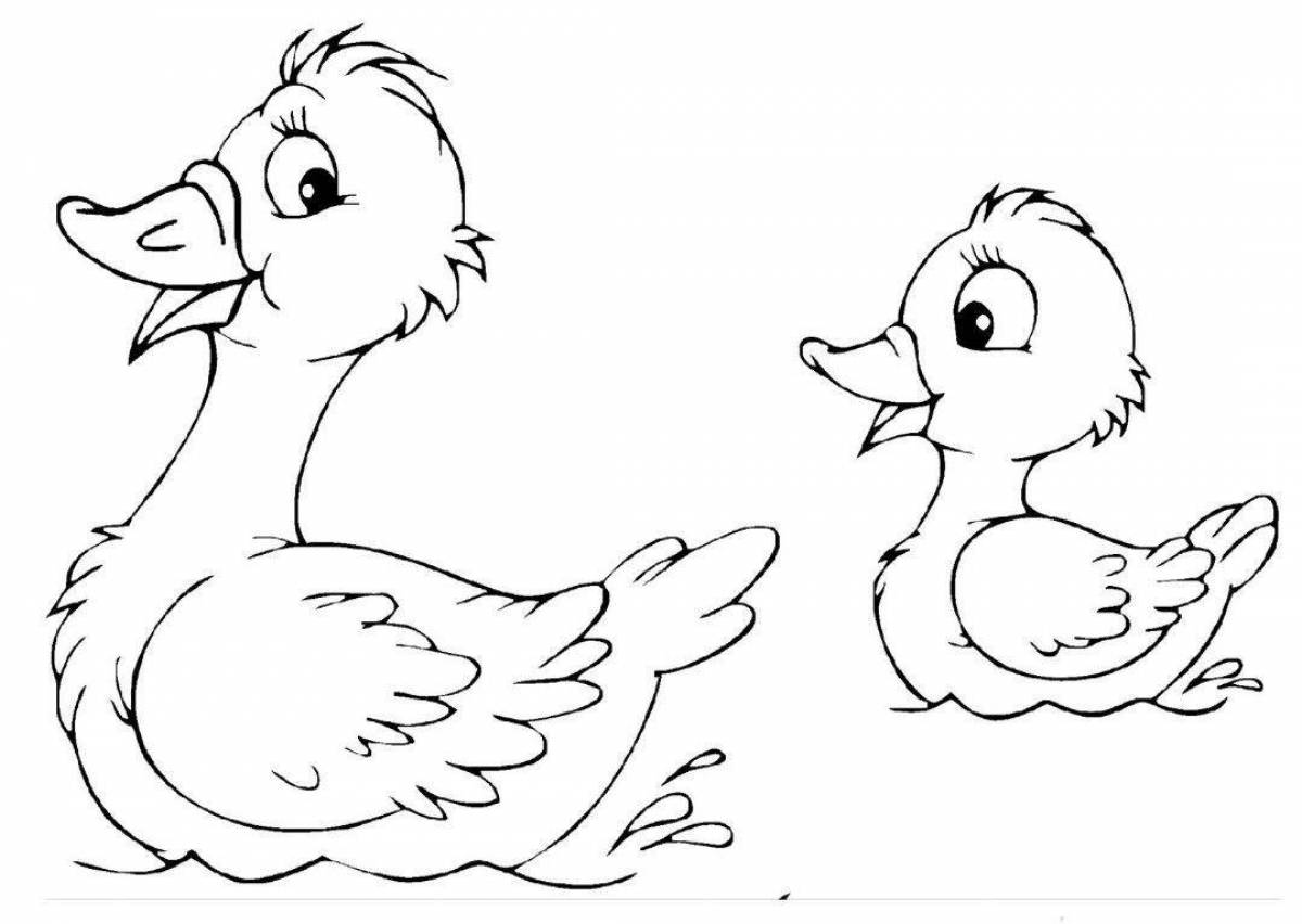 Coloring book joyful duckling for children