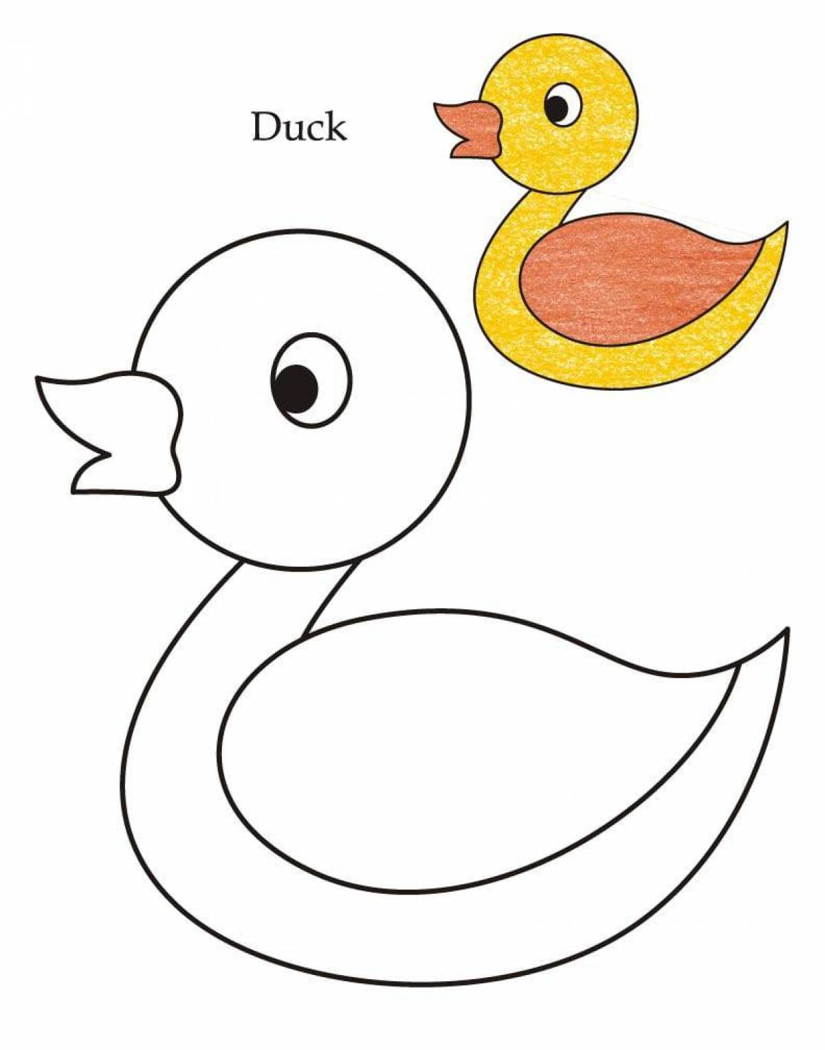 Animated duckling coloring page for kids