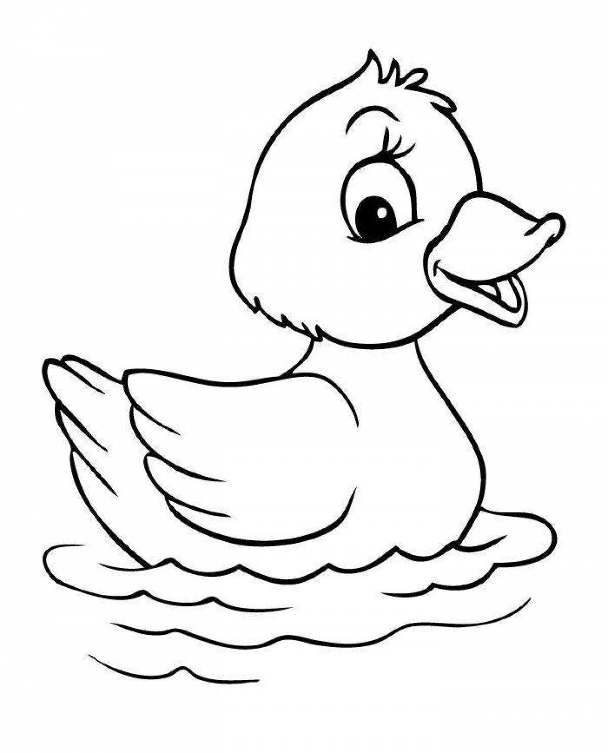 Coloring funny duckling for kids