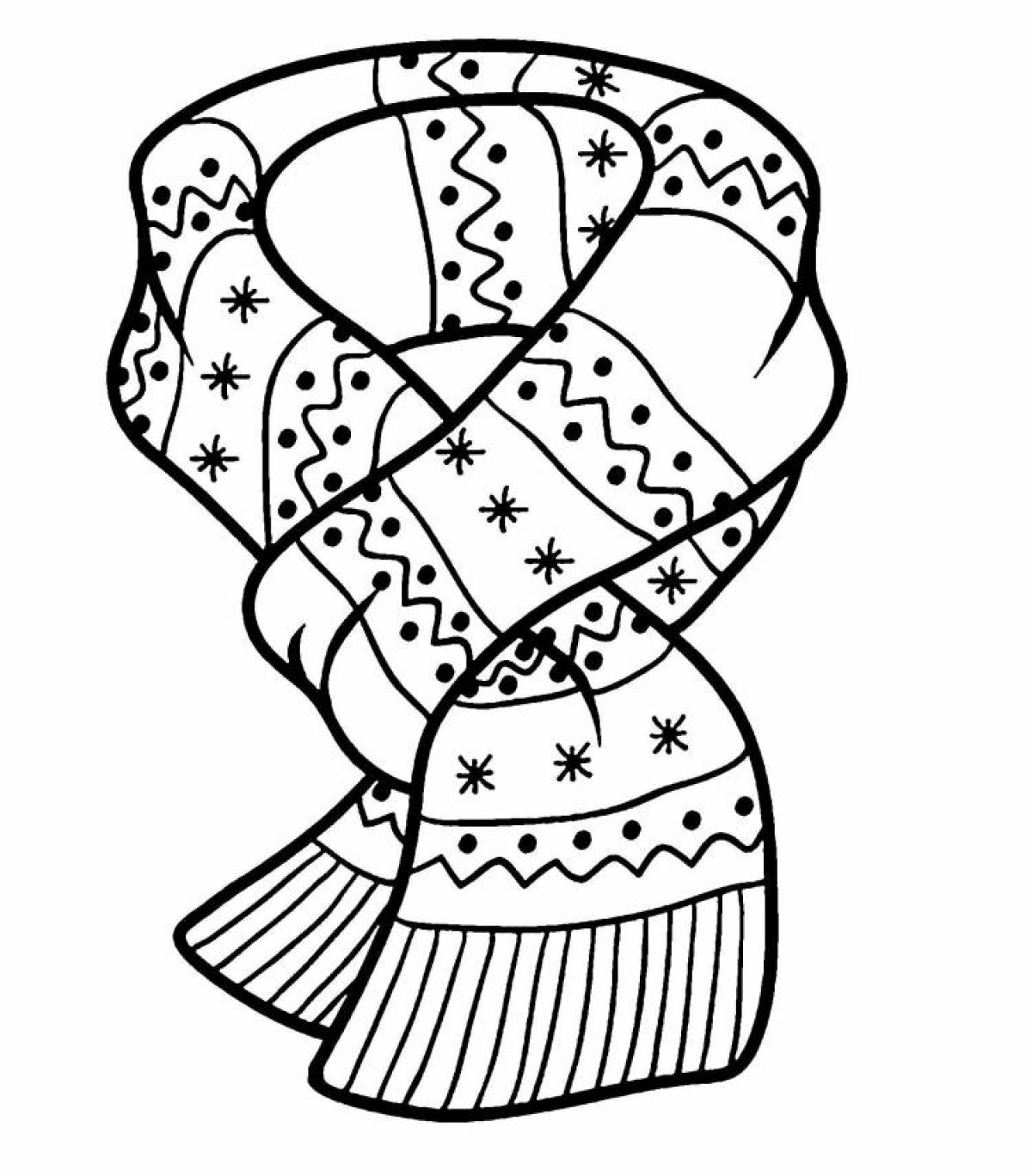 Animated coloring page of scarves for kids