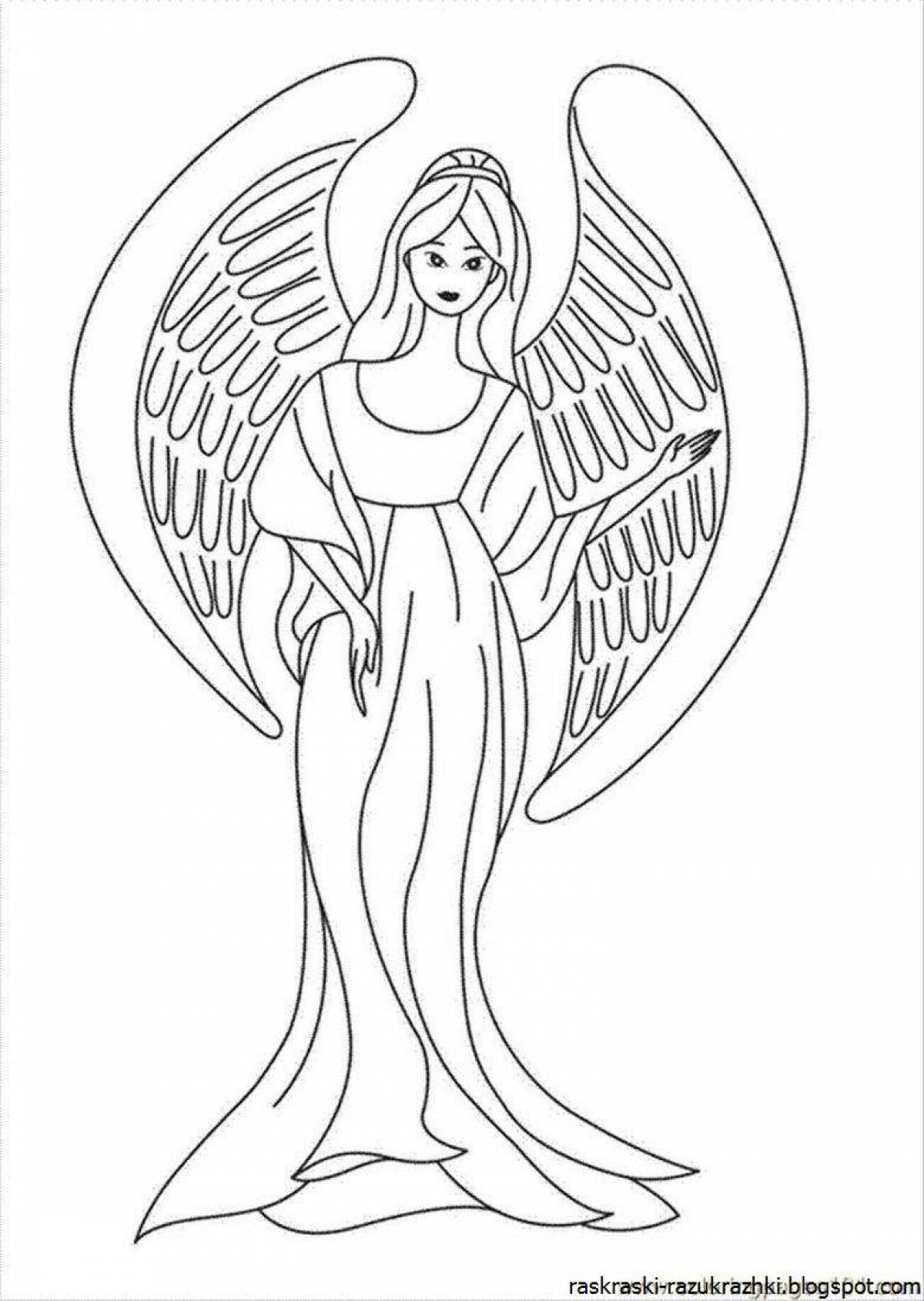 Божественная раскраска ангел с крыльями для детей